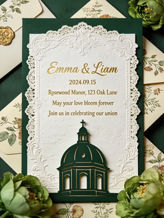 European vintage-style wedding invitation design generated by Seedream 4.5